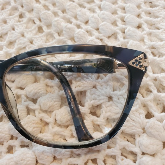 Tura R560 NAV Eyeglasses Womens 55 16 135 Blue Tortoise Cat Eye Frames - Picture 3 of 7
